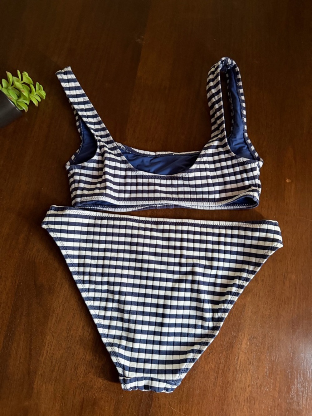 Solid & Striped Blue & White Ribbed The Elle Button Top & Bottom Set Size Small - Picture 2 of 7